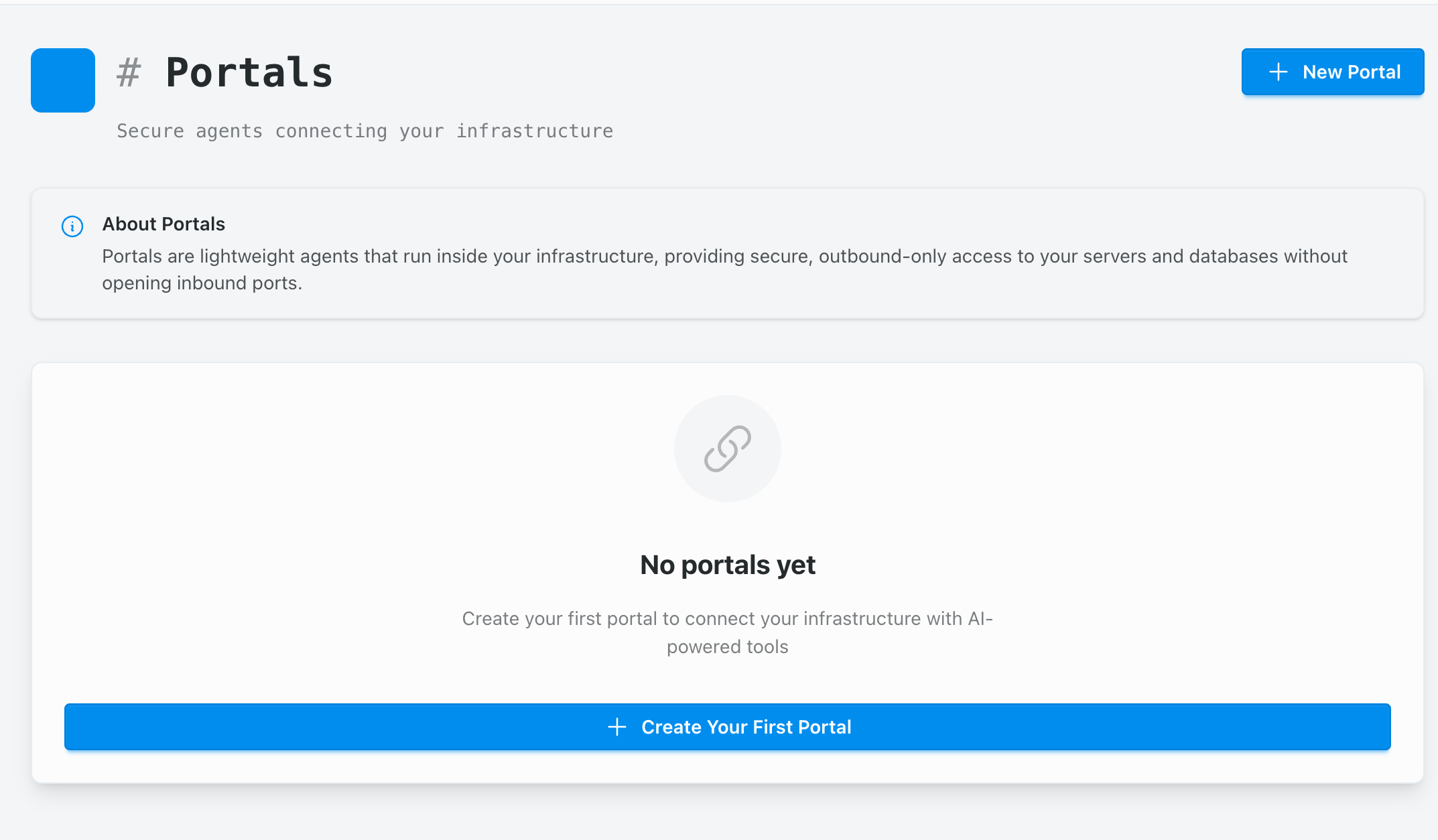 Gentility Console showing the New Portal form